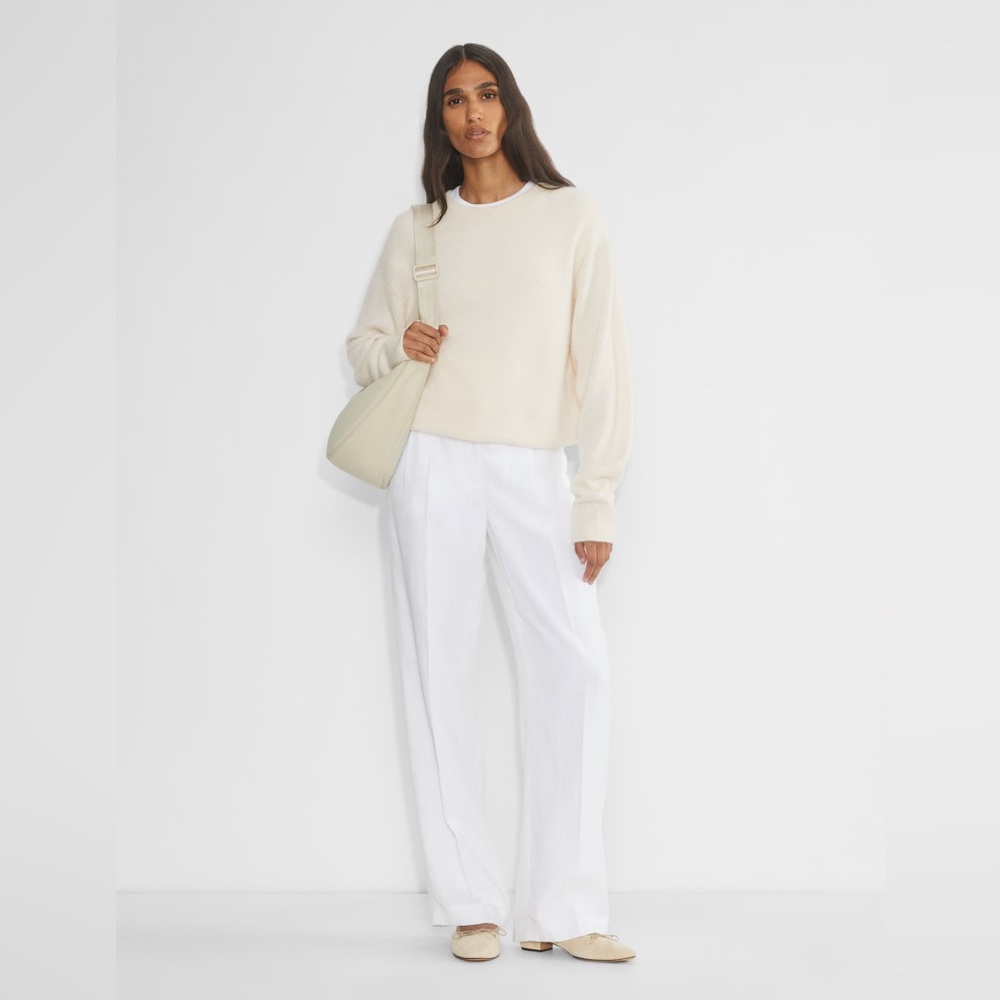 Aritzia Wilfred The Effortless Linen High Waisted Wide Leg Pant White Womens 6